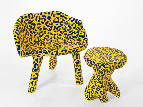 A leopard patternd "Rockie" chair by Dutch furniture designer Bauke Knottnerus.