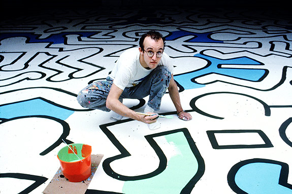 A portrait of New York City based, American artist Keith Haring photographed by Bernard Gotfryd.