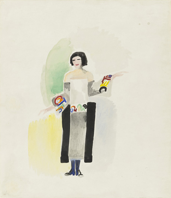 A fashion rendering by French abstract artist and textile designer Sonia Delaunay.