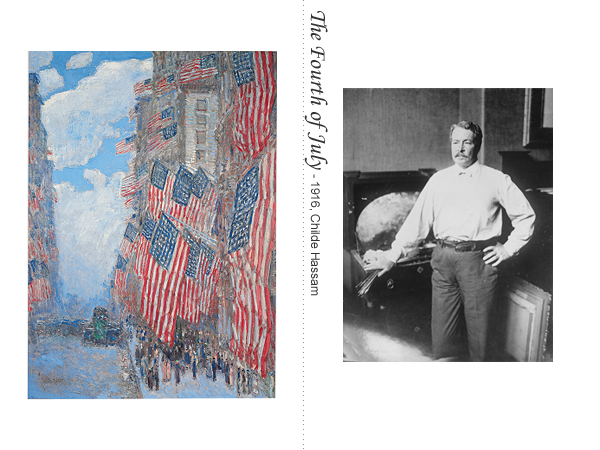 The Fourth of July : By Childe Hassam The Fourth of July painting by American impressionist artist Childe Hassam.