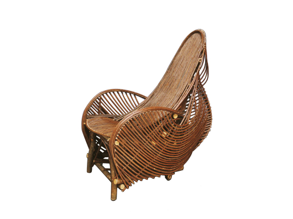 A rustic art nouveau style willow chair design and made by American furniture designer Clifton Monteith.