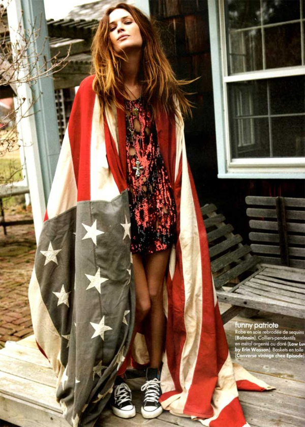 Texas born American fashion model Erin Wasson photographed for Elle France magazine.