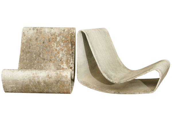 Vintage Concrete Loop Chairs designed by swiss furniture designer Willy Guhl.