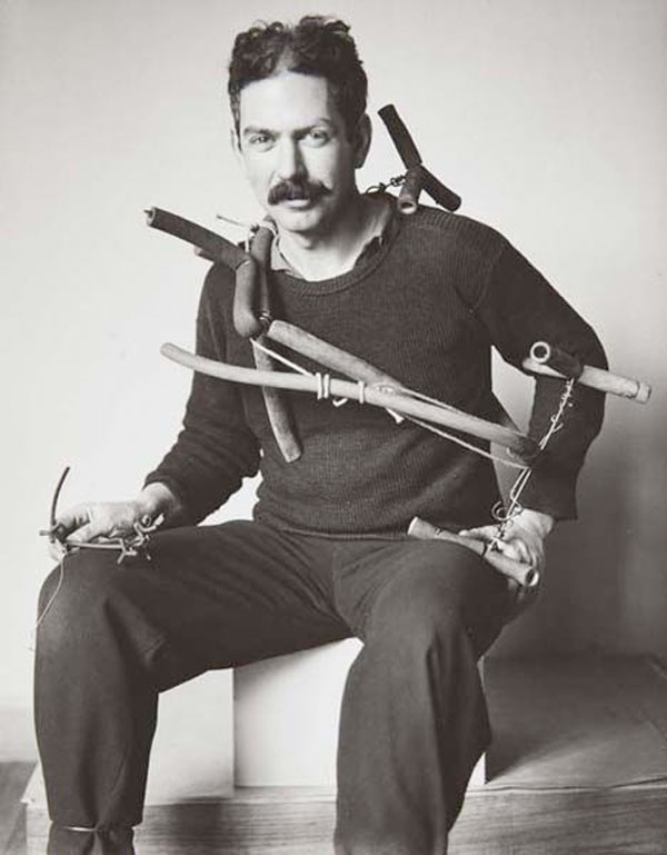 A photo portrait of American artist Alexander Calder in Paris 1929.