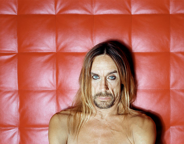 A portrait of American musician Iggy Pop.