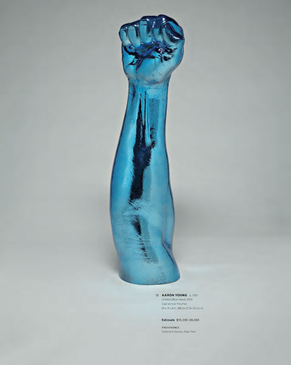 A 2009 untitled blue art sculpture by American artist Aaron Young