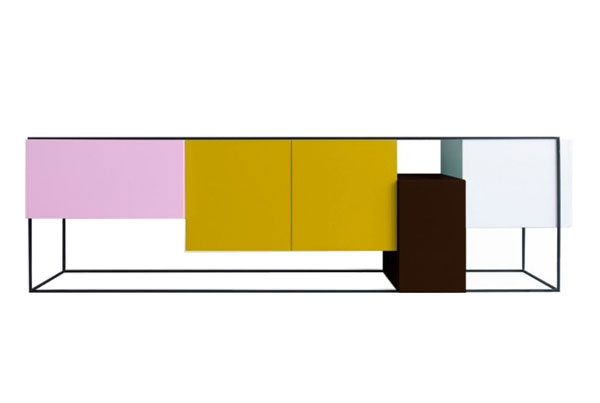 A minimal modern colorful sideboard by Belgian furniture designer Koenreard Ruyes