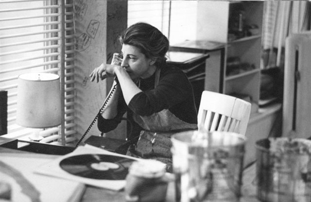 American abstract expressionist Helen Frankenthaler painting in her New York Studio