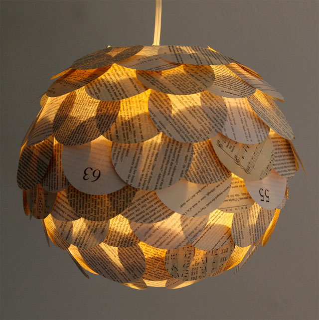 Modern lighting made of recycled paper.