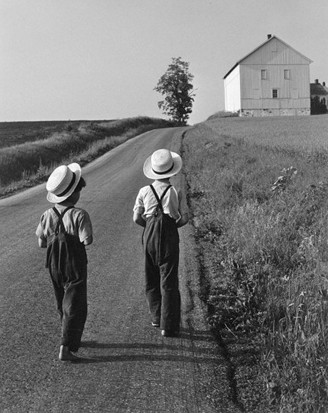 A fine art photo of amish boys by American photographer Geroge Tice