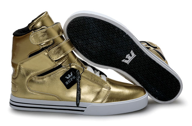 Men's gold sneakers.