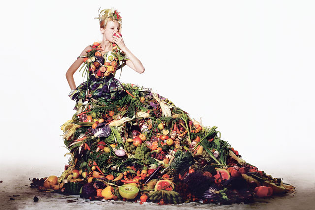 Fashion made from food photographed by Richard Burbridge.