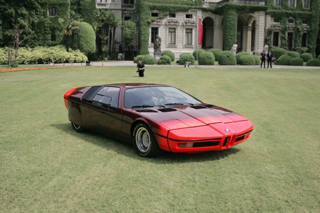 Orange neon painted BMW concept sports car designed by Paul Bracq.