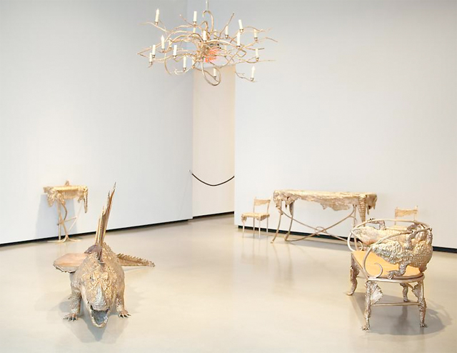 Rare art furniture by French artists Claude and Francois Xavier Lalanne at the Paul Kasmin art gallery in NYC.