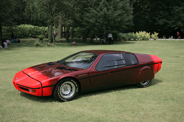 Orange neon painted BMW concept sports car designed by Paul Bracq.