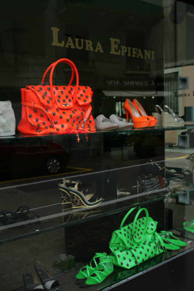 Italian designed, women's leather neon bags.