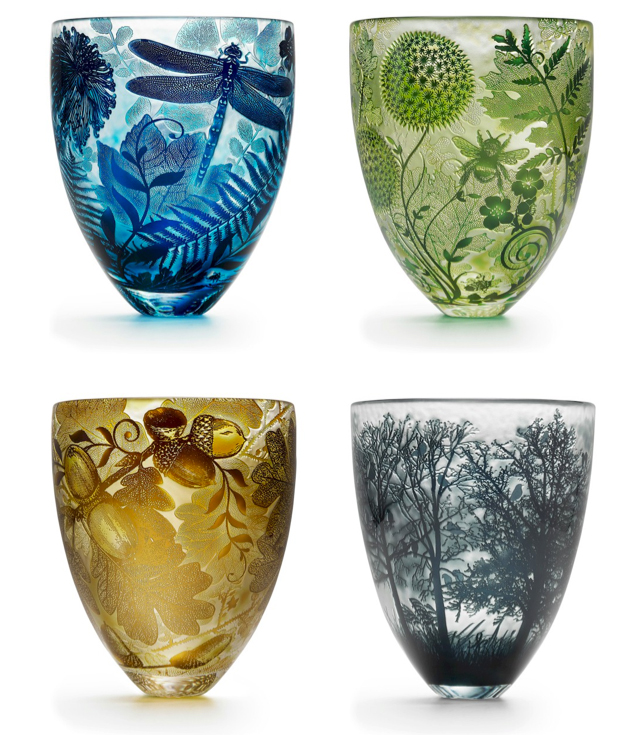 Hand carved crystal vases by Asprey London.